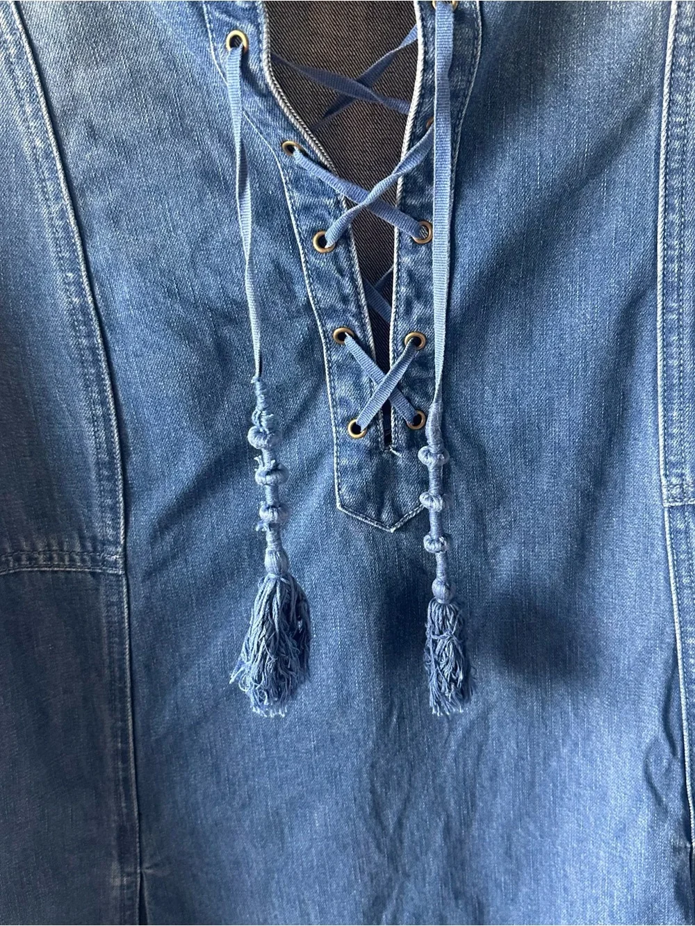 Ulla Johnson Deren Denim Peasant Mini Dress Size 4 - Picture 6 of 9